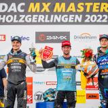Tageswertung beim ADAC MX Masters v.l.n.r.: Valentin Guillod ( Schweiz / Yamaha / SHR Motorsports ), Maximilian Nagl ( Deutschland / Husqvarna / Krettek-Haas-Racing-Team ) und Jordi Tixier ( Frankreich / KTM / KTM Sarholz Racing Team )